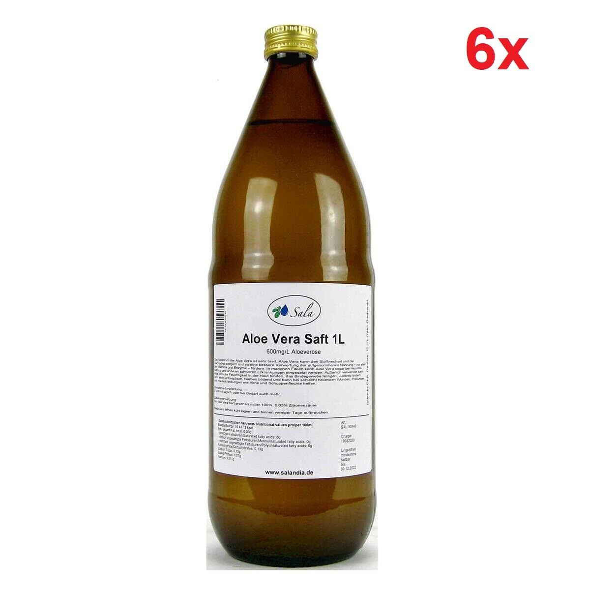 Aloe Vera Saft 100% Direktsaft / 6 x 1 L Liter